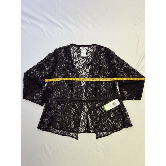NWT VTG Patra Sheer Lace Long Sleeve Jacket Top Women's 14 Purple - Picture 13 of 15